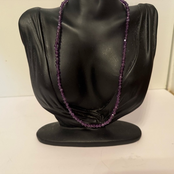 NEW UNWORN INDIA NECKLACE PURPLE CRYSTALS 925 STERLING SILVER CLASP 18” - Picture 6 of 9